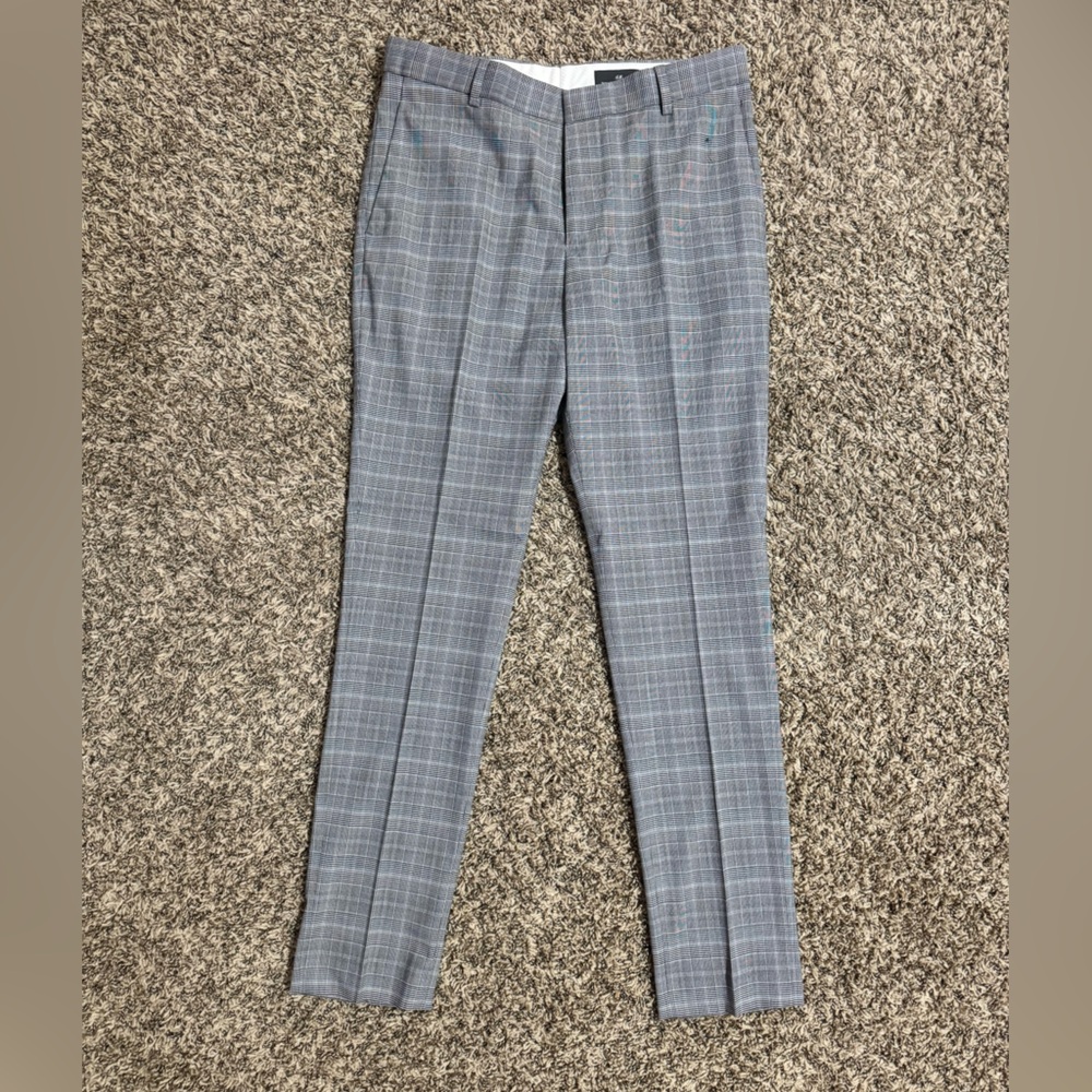 H&M Skinny-Fit Grey Plaid dress pants